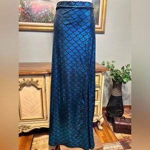Metallic Blue & Black Mermaid Maxi Skirt Dress Costume
